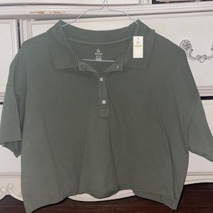 Cropped collared loose tee by AERIE